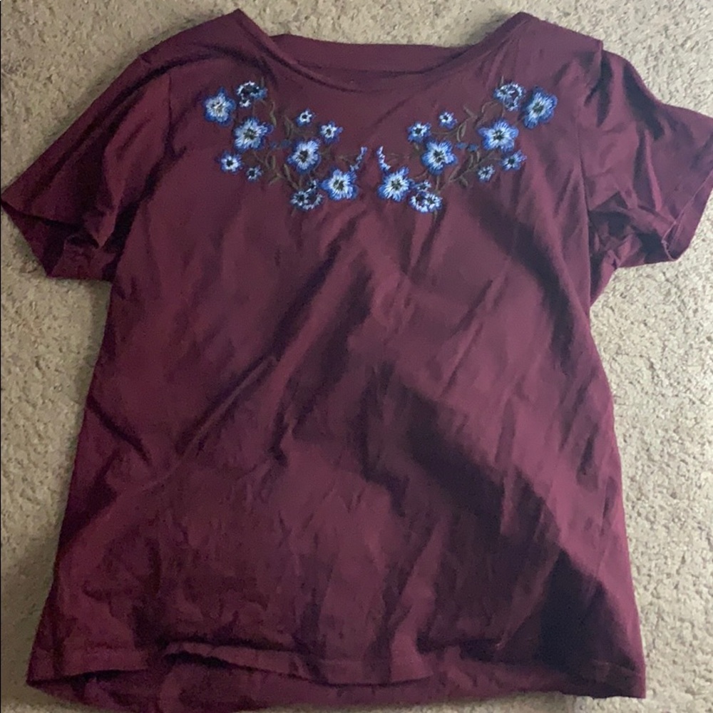Maroon flower shirt